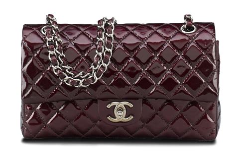 chanel burgundy patent bag